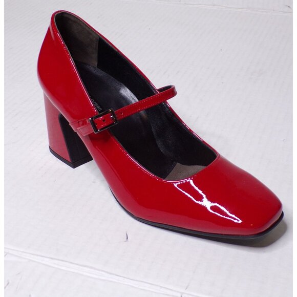 🆕PAUL GREEN Zoe Mary Jane Square Toe Pump Shoes 8 Red Patent - Picture 13 of 16